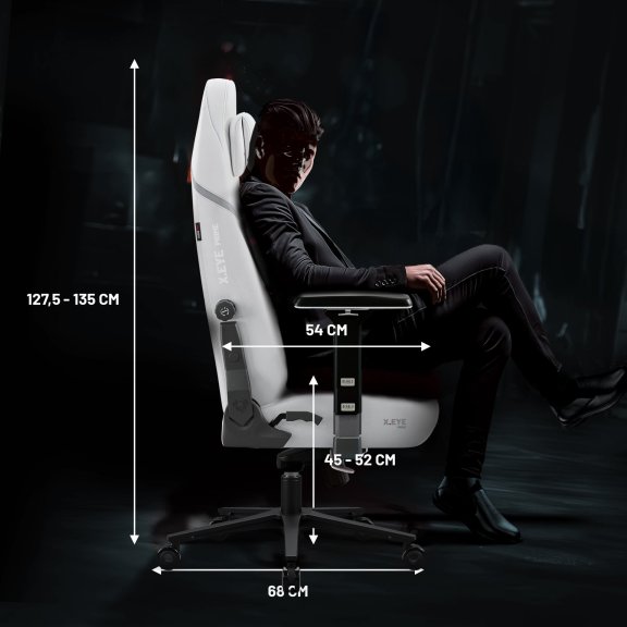 Fotel gamingowy biały z magnetycznym zagłówkiem Normal Size: Diablo X-Eye Prime Ghosted White 12