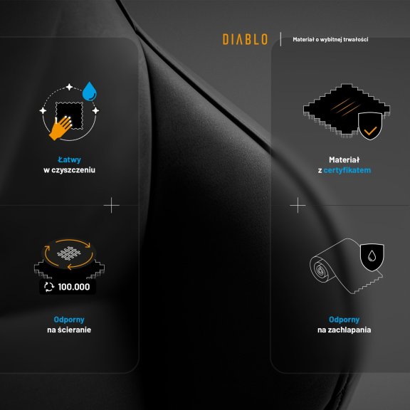 Fotel gamingowy czarny z chłodzącym siedziskiem, Normal Size: Diablo X-One Prime Burned Black 13