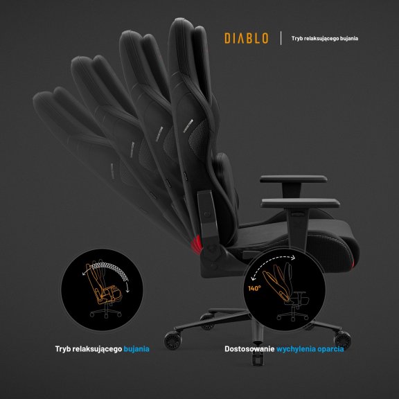 Fotel gamingowy czarny z chłodzącym siedziskiem, Normal Size: Diablo X-One Prime Burned Black 14