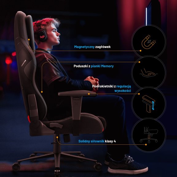 Fotel gamingowy czarny z chłodzącym siedziskiem, Normal Size: Diablo X-One Prime Burned Black 7