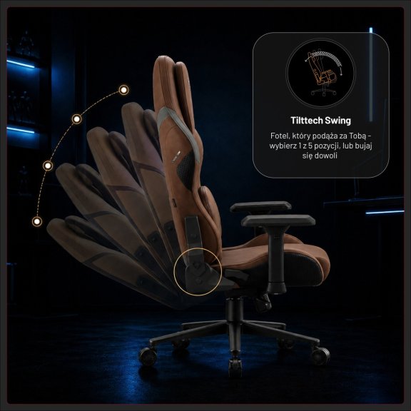 Fotel gamingowy materiałowy brązowy, Normal Size: Diablo X.One Prime Cinnamon Brown 7