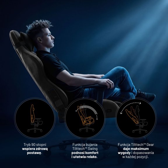 Fotel gamingowy materiałowy czarny Normal Size: Diablo X-One 2.0 Burned Black 8