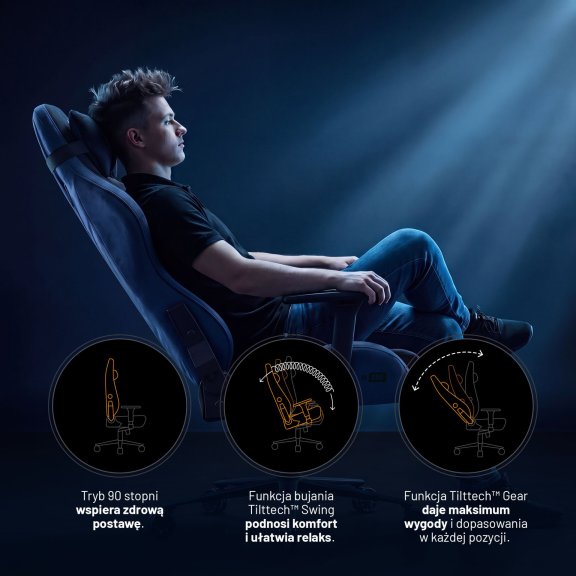 Fotel gamingowy materiałowy King Size, czarno-niebieski: Diablo X-One 2.0 Night Blue 9