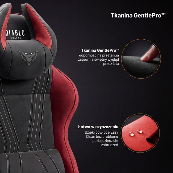 Fotel gamingowy materiałowy Normal Size, czarno-czerwony: Diablo X-Horn 2.0 Bloody Mary 3