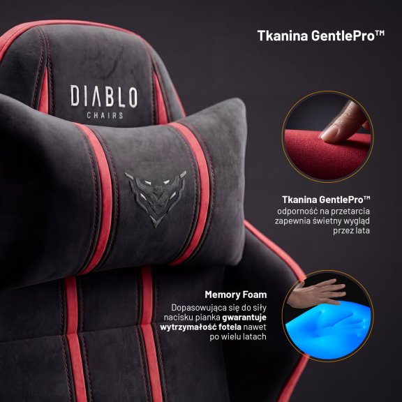 Fotel gamingowy materiałowy Normal Size, czarno-czerwony: Diablo X-One 2.0 Bloody Mary 3