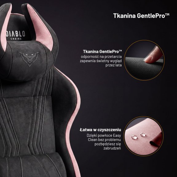 Fotel gamingowy materiałowy Normal Size, czarno-różowy: Diablo X-Horn 2.0 Akira Pink 3