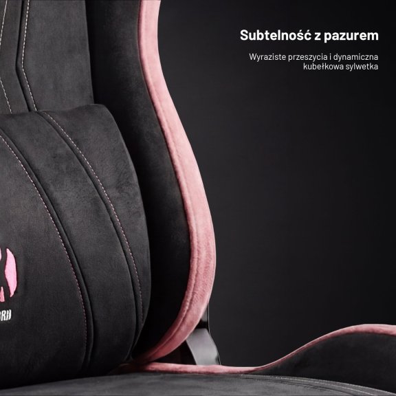 Fotel gamingowy materiałowy Normal Size, czarno-różowy: Diablo X-Horn 2.0 Akira Pink 4