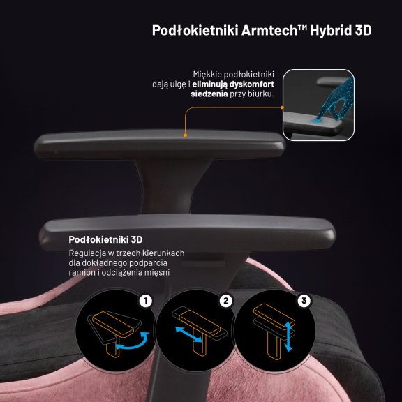 Fotel gamingowy materiałowy Normal Size, czarno-różowy: Diablo X-Horn 2.0 Akira Pink 5