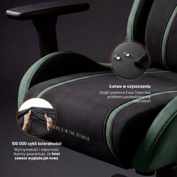 Fotel gamingowy materiałowy Small Size, czarno-zielony: Diablo X-One 2.0 Forest Green 10