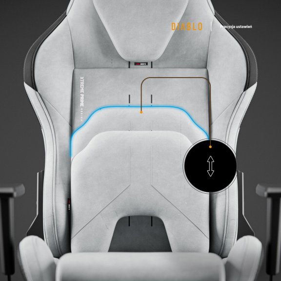 Fotel gamingowy szary z chłodzącym siedziskiem, Normal Size: Diablo X-One Prime Nightwolf Moon 10