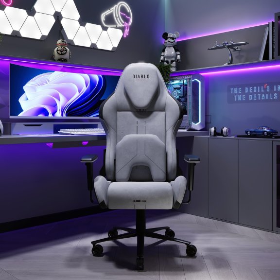 Fotel gamingowy szary z chłodzącym siedziskiem, Normal Size: Diablo X-One Prime Nightwolf Moon 3