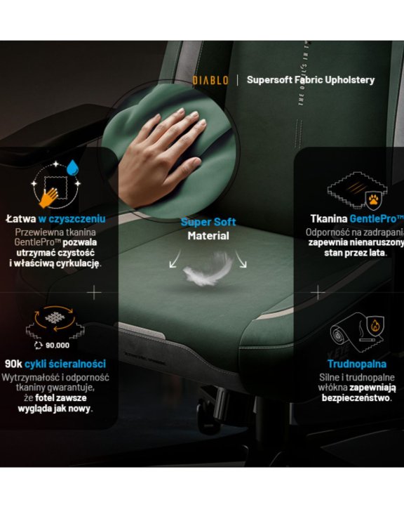 fotel gamingowy, diablo, butelkowa zieleń