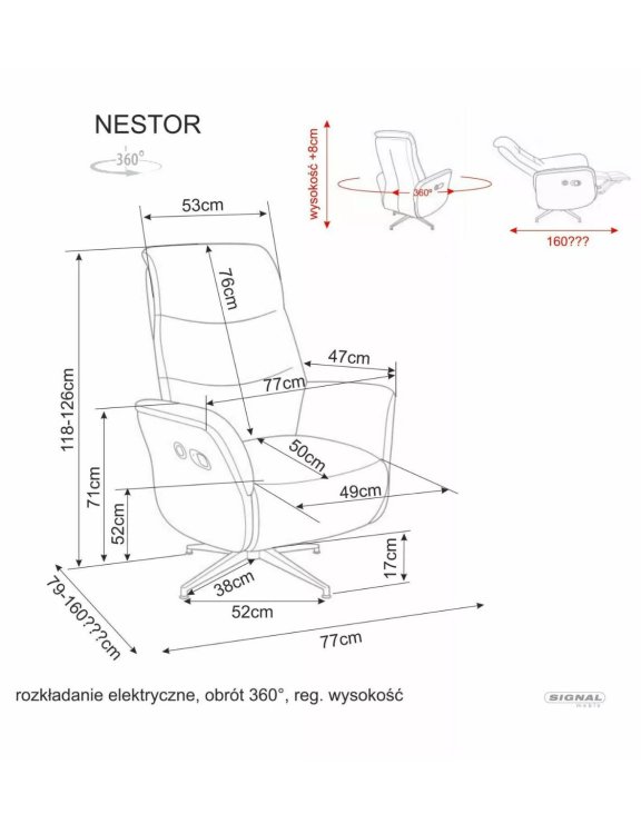 rozkładany elektrycznie Nestor Raven 07 - szary