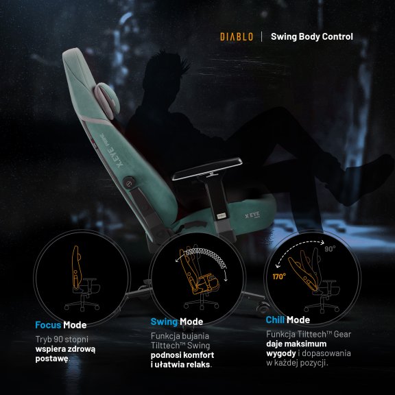 Gamingowy fotel z magnetycznym zagłówkiem miętowy Diablo X-Eye Prime Mystic Mint 13
