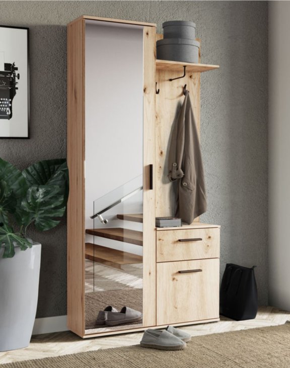 meble do przedpokoju z lustrem lux dąb artisan