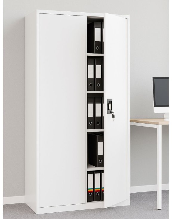 Metalowa szafa na klucz biurowa na dokumenty Geneva White (3383) - OUTLET