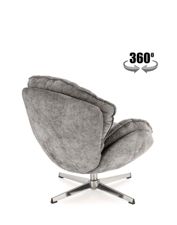 fotel obrotowy guido szary, obrotowy 360°, chrom