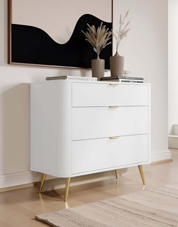 komoda oval biala 3sz