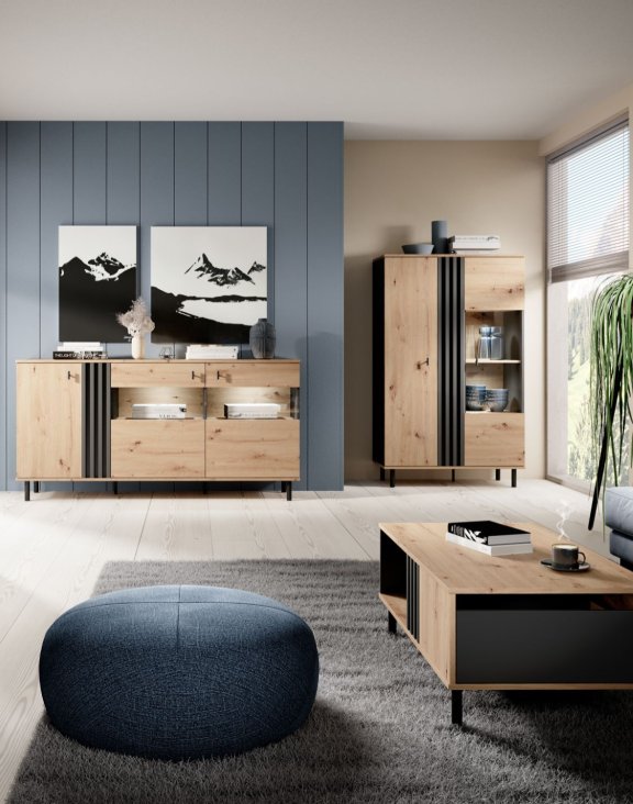 komoda z witryną madis e 165 cm