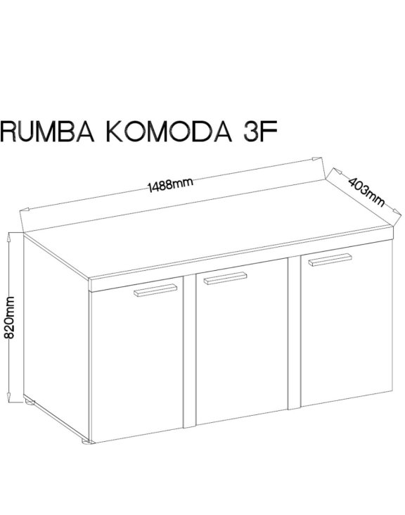 Komoda Rumba z trzema szafkami 3F – Beż Piaskowy