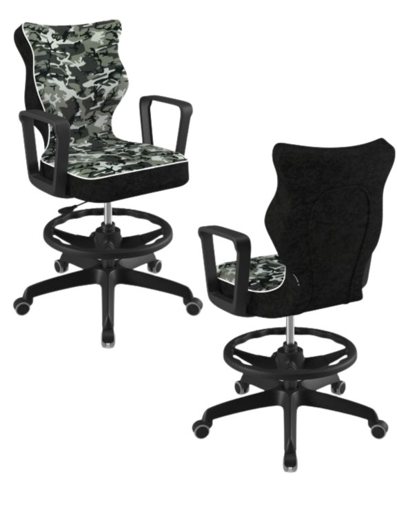 Krzesło młodzieżowe Norm z podnóżkiem, czarna podstawa, rozmiar 5 (wzrost 146 - 176,5 cm)