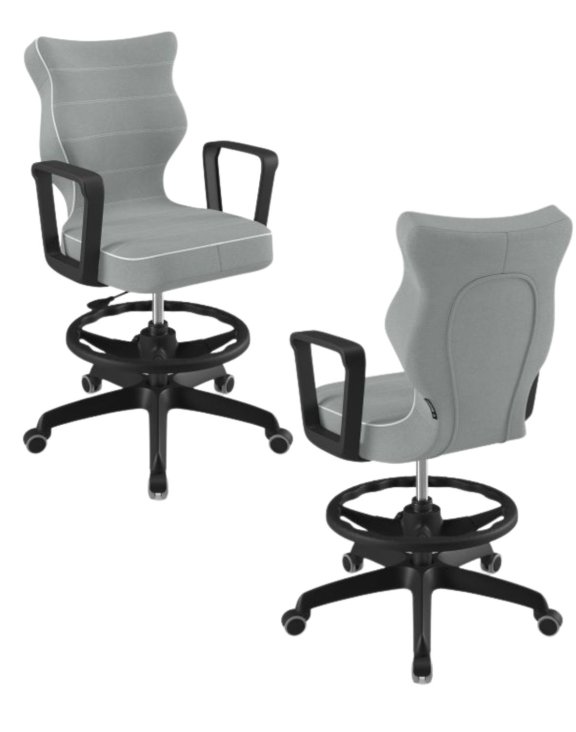 Krzesło młodzieżowe Norm z podnóżkiem, czarna podstawa, rozmiar 6 (wzrost 159 - 188 cm)