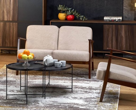 sofa dwuosobowa do salonu milano 2s, retro, beżowa