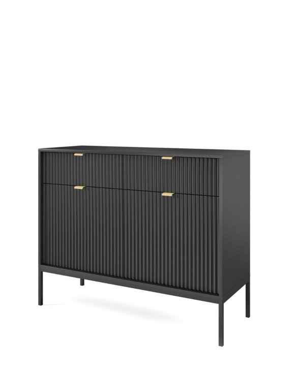 omoda ryflowana nova czarna/czarna z szufladami (ksz104)
