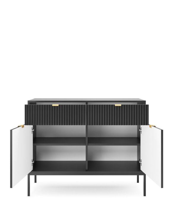 omoda ryflowana nova czarna/czarna z szufladami (ksz104)