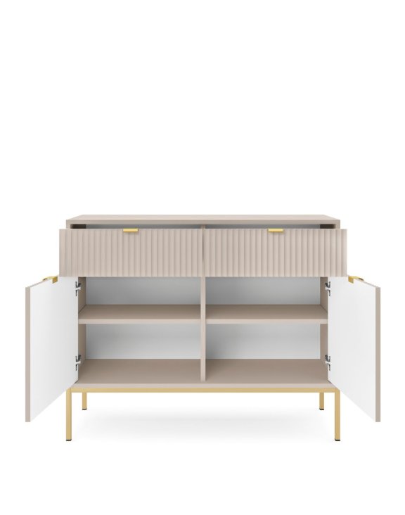 komoda ryflowana nova kaszmir z szufladami (ksz104), cashmere/gold