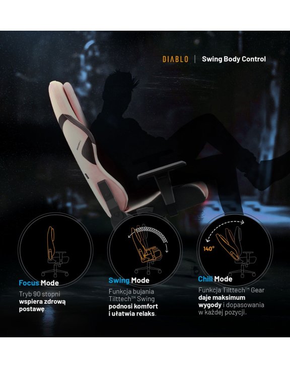 rożowy fotel gamingowy, fotel diablo x-one prime
