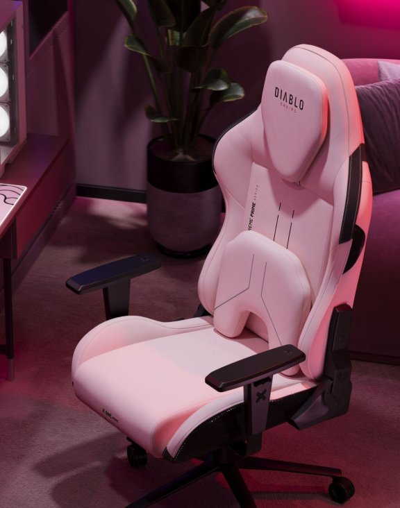 rożowy fotel gamingowy, fotel diablo x-one prime