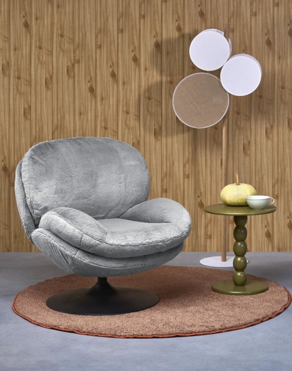 fotel wypoczynkowy shell szary, obrotowy 360°, nowoczesny design