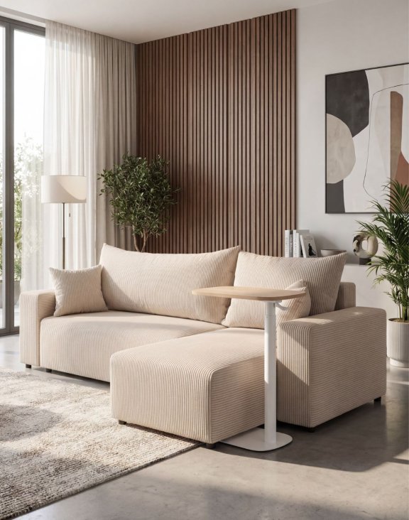 narożnik z funkcją spania sora l 242 cm ze stolikiem pomocniczym alto hm
