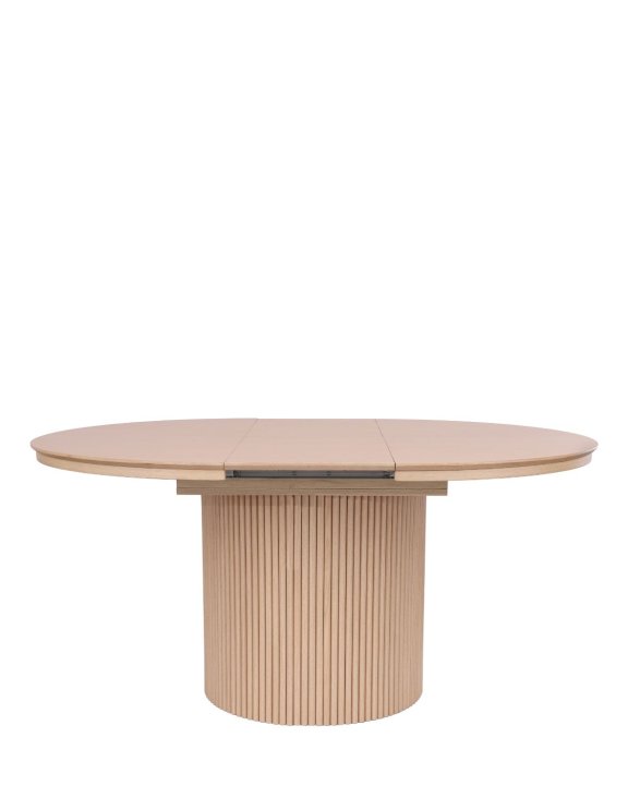 stół rozkładany, okrągły sorrento z lamelami, 120cm- 160 cm, naturalny dąb