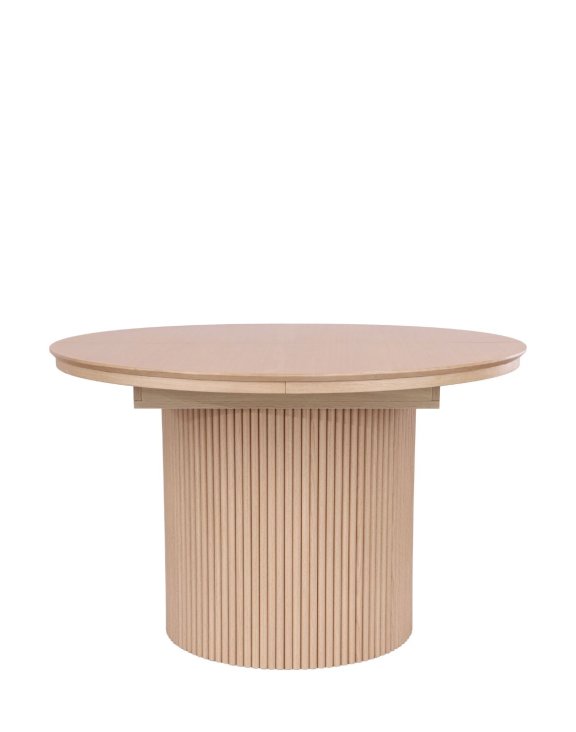 stół rozkładany, okrągły sorrento z lamelami, 120cm- 160 cm, naturalny dąb
