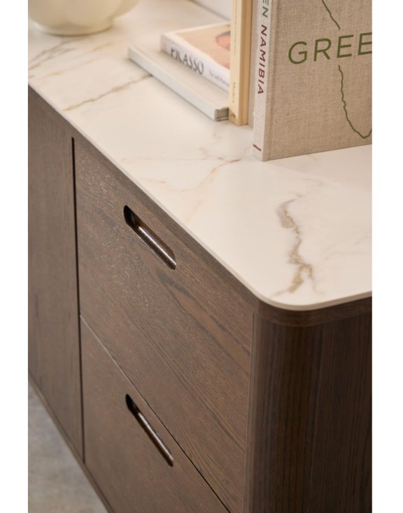 kredens southampton 160 cm, dąb dymiony i blat ceramiczny (24618)