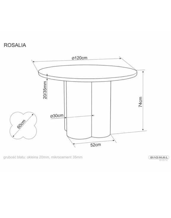 Stół okrągły do jadalni Rosalia, dąb 120 cm