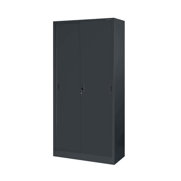 Szafa biurowa metalowa z drzwiami przesuwnymi antracytowa, 900x1850x400 mm: KUBA 2