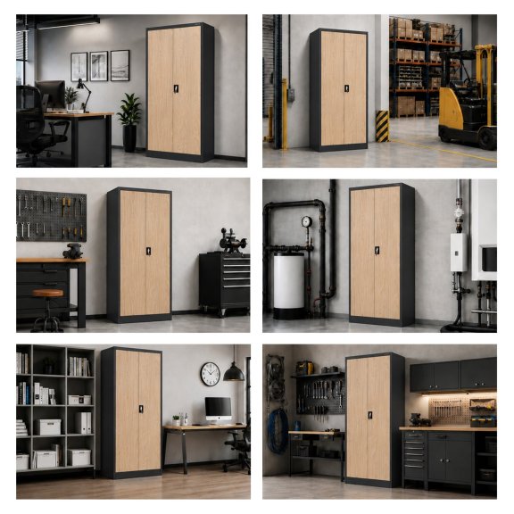 Szafa biurowa na dokumenty z 4 półkami antracytowa/dąb sonoma, 900x1850x400 mm: JAN Eco Design 8