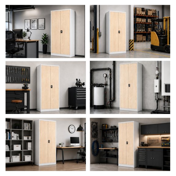 Szafa biurowa na dokumenty z 4 półkami szara/dąb sonoma, 900x1850x400 mm: JAN Eco Design 8