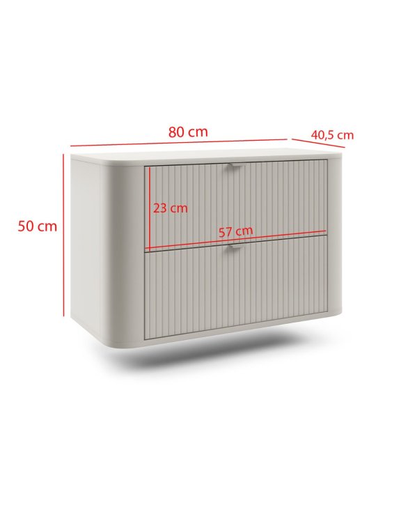 Wisząca szafka łazienkowa Lando 80 cm kaszmir - wymiary z przodu