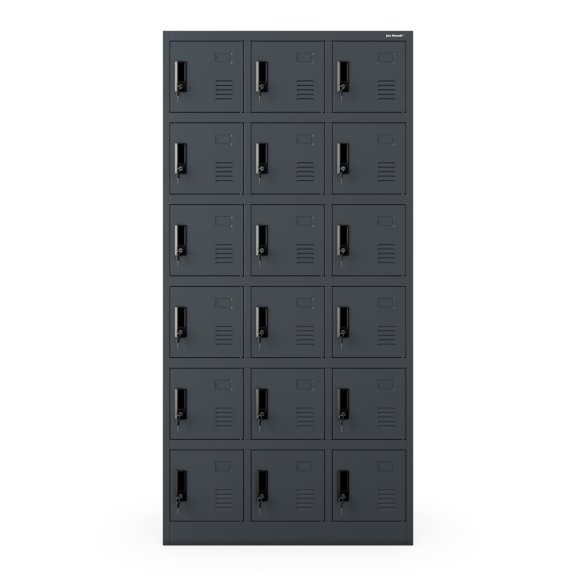 Szafka pracownicza skrytkowa 18-skrytkowa antracytowa, 900x1850x400 mm: KAROL 5