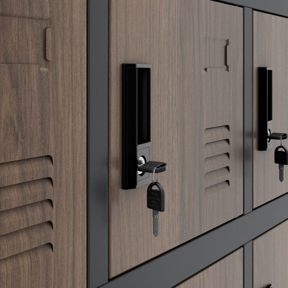 Szafka pracownicza skrytkowa 18-skrytkowa antracytowa/orzech, 900x1850x400 mm: KAROL Eco Design 3