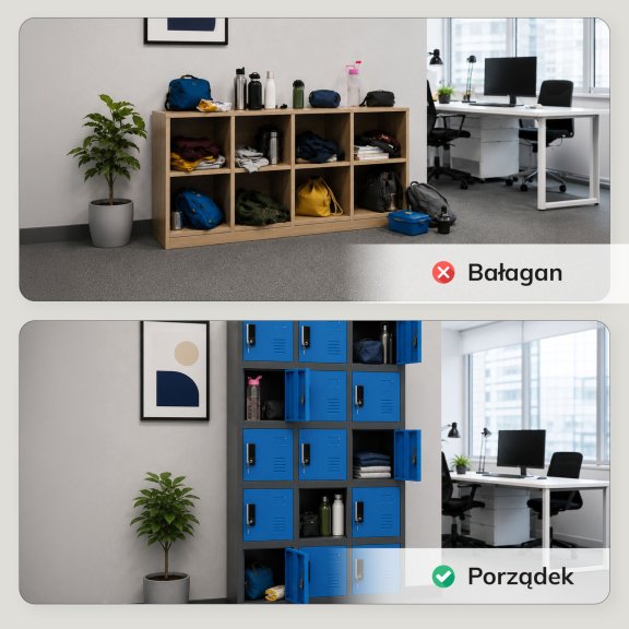 Szafka pracownicza skrytkowa 18-skrytkowa antracytowo-niebieska, 900x1850x400 mm: KAROL 3