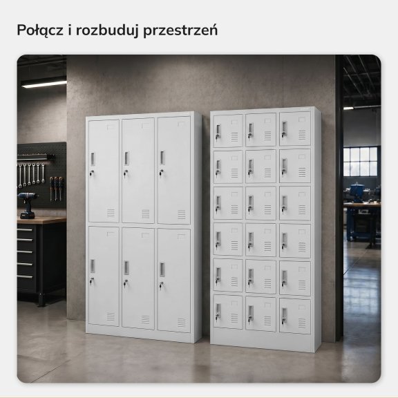 Szafka pracownicza skrytkowa 18-skrytkowa biała, 900x1850x400 mm: KAROL 9