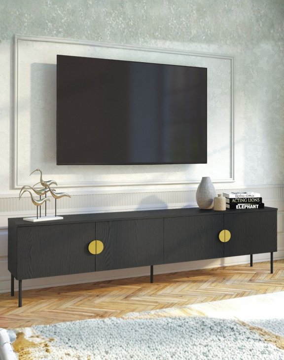 Szafka RTV Mond 09 Czarna 200 cm