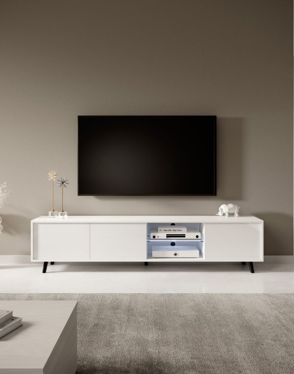 Szafka RTV Luna 02 LED Biała 175 cm