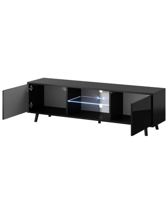 Szafka RTV Luna 01 LED Czarna 140 cm