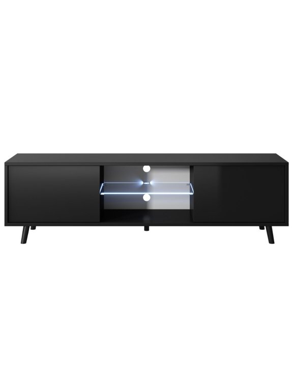 Szafka RTV Luna 01 LED Czarna 140 cm